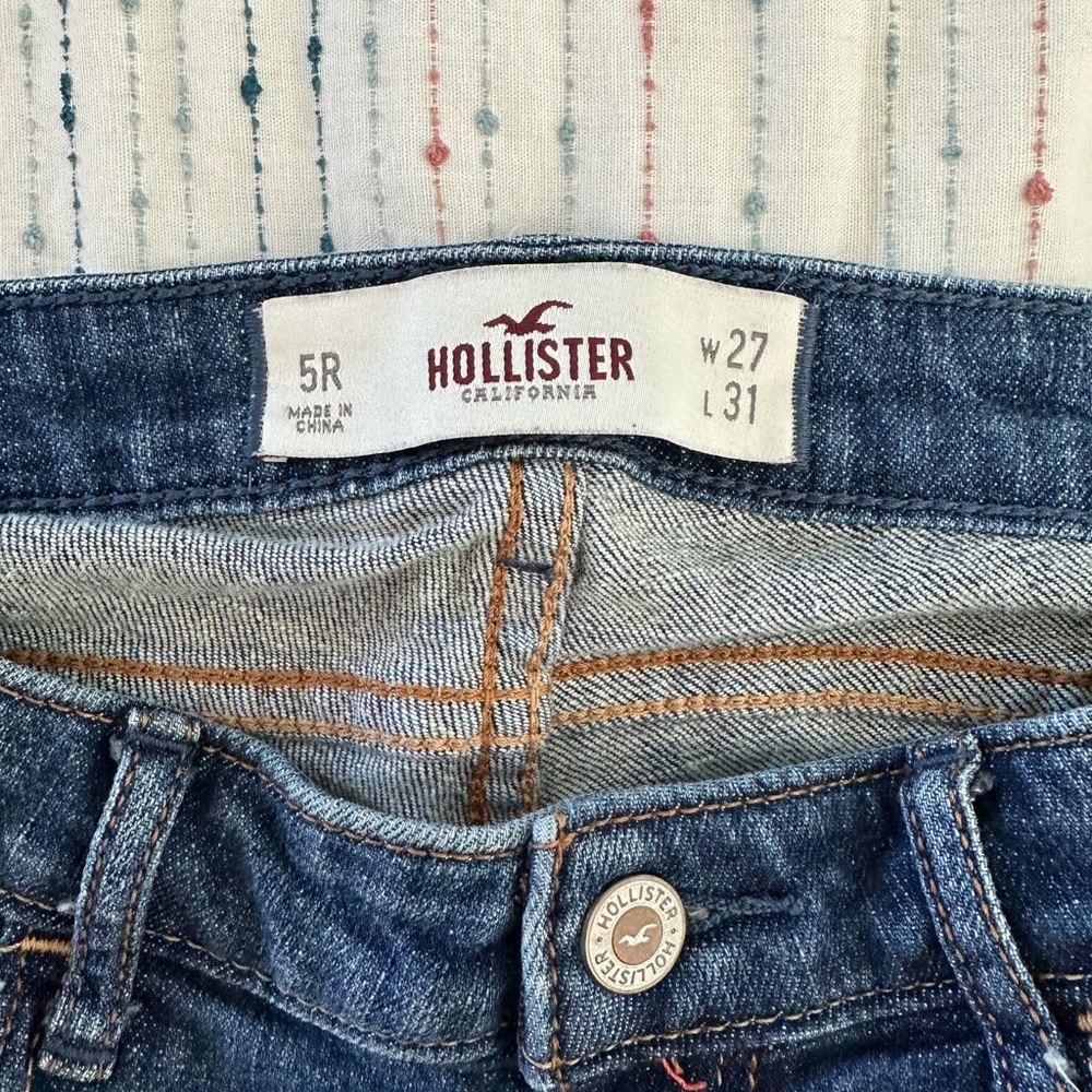 Women's Junior's Hollister Skinny Jeans Beaded Pocket Detail Size 5R (W27 L31) - Picture 5 of 5
